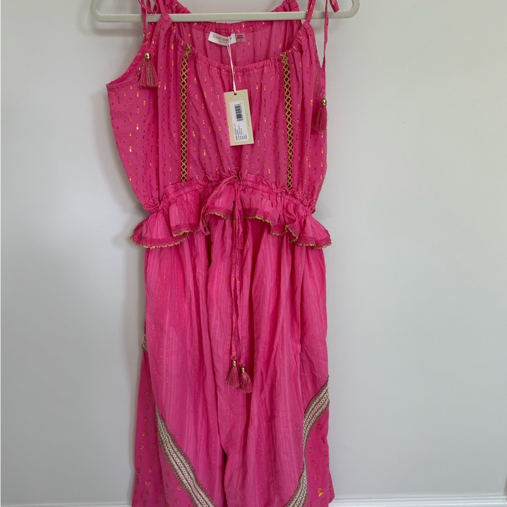 Ramy Brook Pink and Gold Swim Coverup with Waist Tie